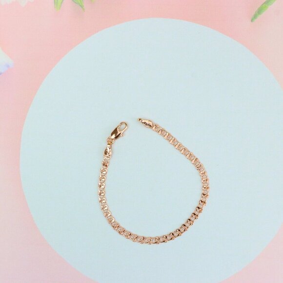 "Classic Rose Gold Chain Anklet, Bold Look, High Shine Finish, XPAL1173 - Picture 4 of 12